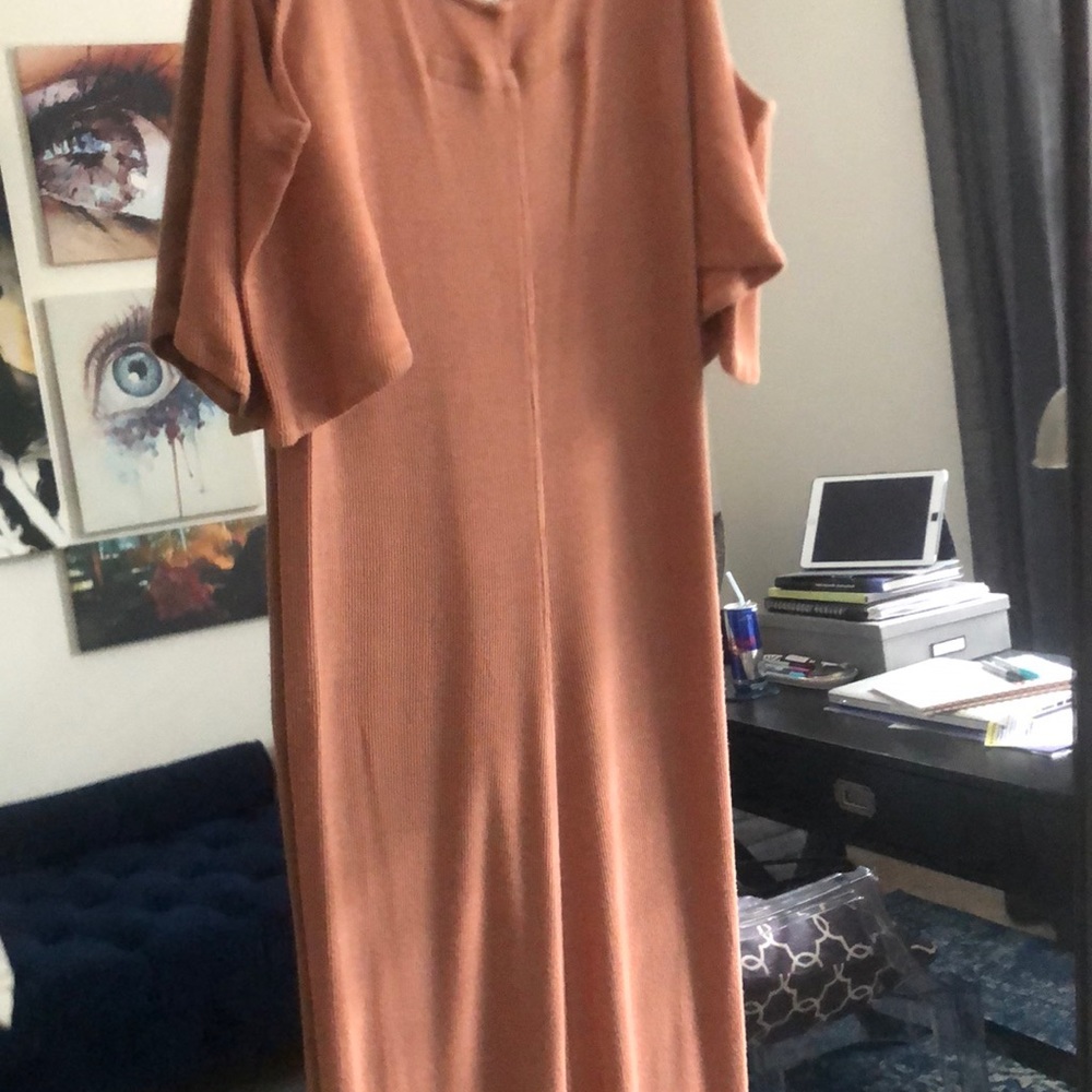 Enza Costa Silk Ribbed OTS Sleeve Midi Dress EUC S - Picture 14 of 14